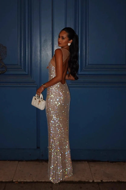Sequin Diamond Bodycon Maxi Dress