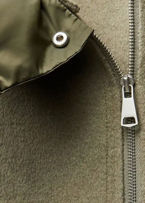 Oversized Hooded Zip Jacket - Padded Collar Comfort