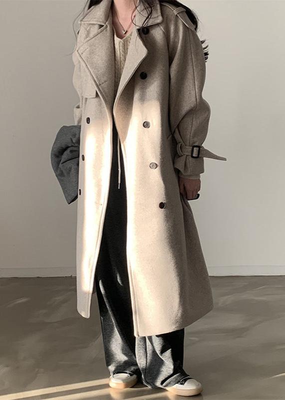 Double Breasted Woolen Coat - Mid-Length Slimming Classic
