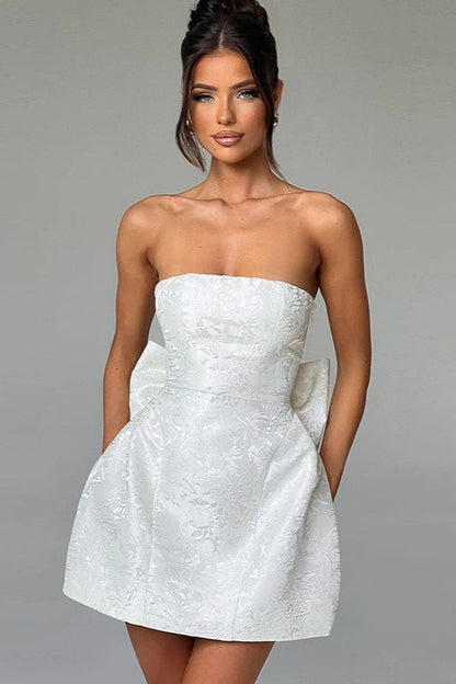 Bow Detail Jacquard Mini Birthday Dress
