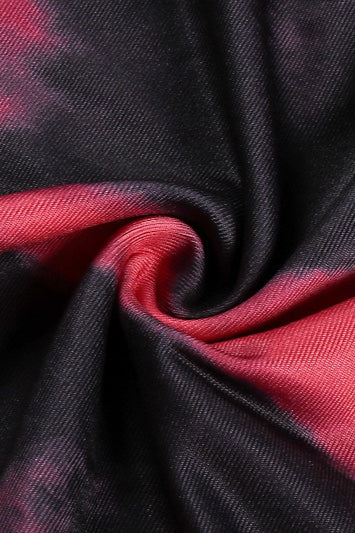 Tie-Dye Print Fitted Round Neck Maxi Dress