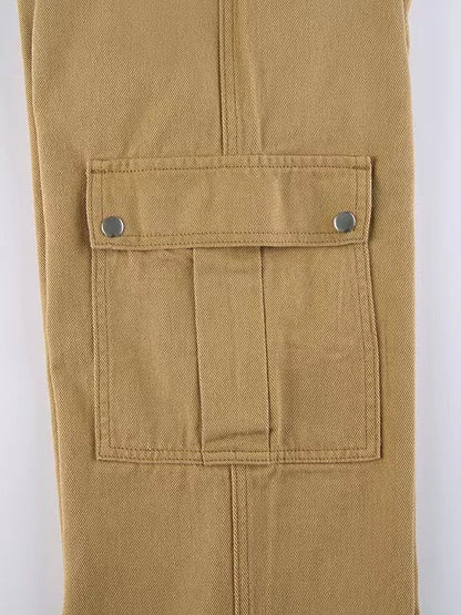 Brown Classic Vintage Cargo Jeans with Pocket