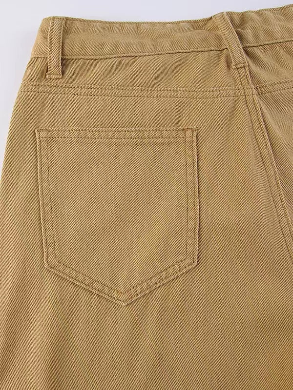 Brown Classic Vintage Cargo Jeans with Pocket