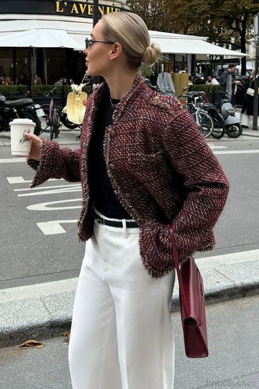 Chanel-style Tweed Elegant Cropped Jacket