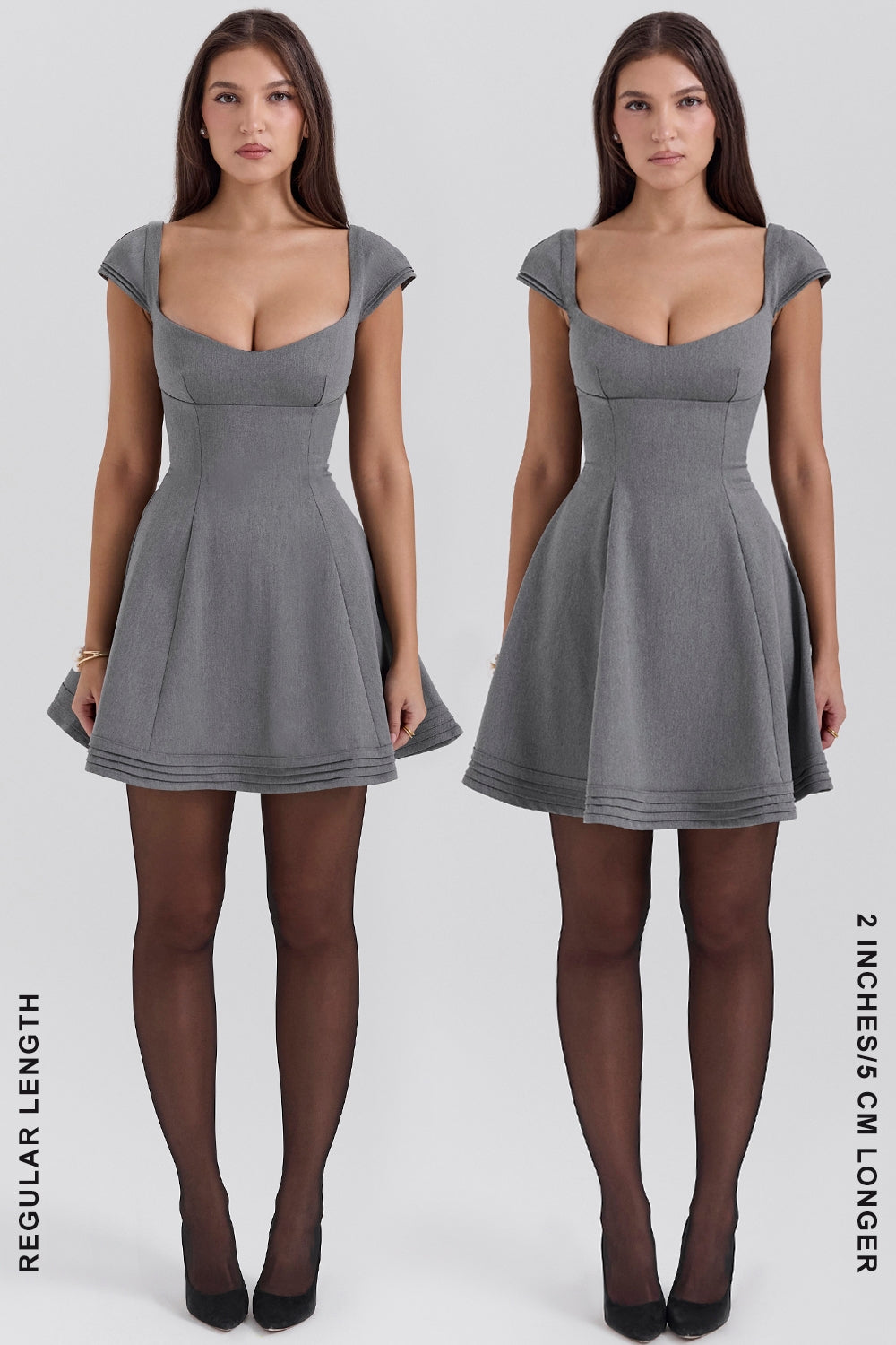 Gray – Sexy Low-Cut Waist-Cinching A-Line Dress