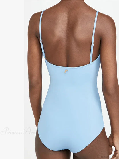 Chest Knot Halter One Piece Swimsuit