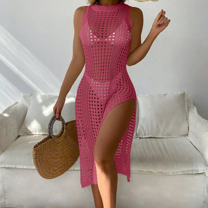 Chic Round Neck Sleeveless Cover Up