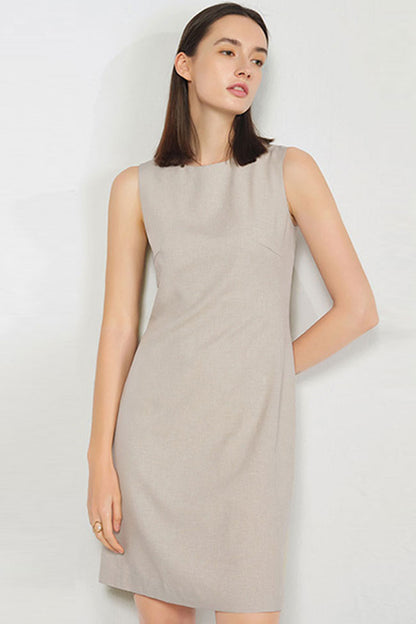 Round Neck Fitted Sleeveless Sheath Mini Dress