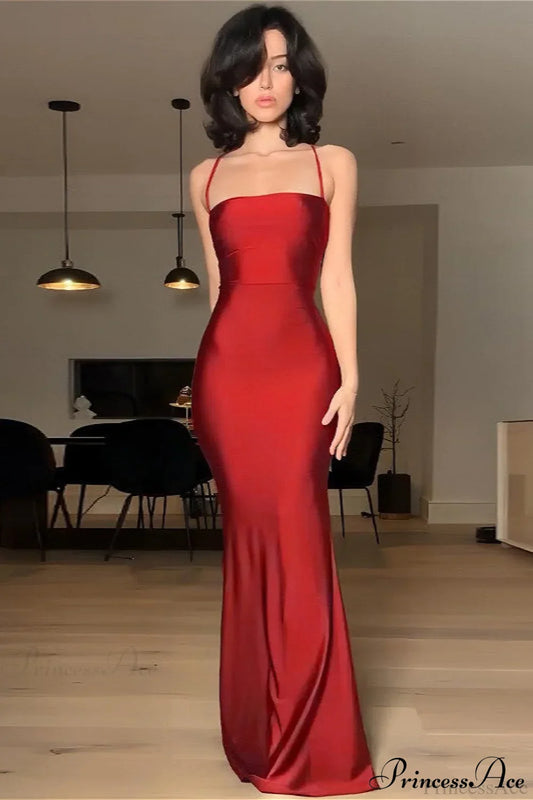 Chic Solid Cami Tube Slim Backless Maxi Dress