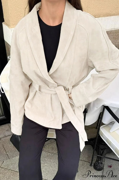 Chic Suede Long Sleeve Jacket Coat
