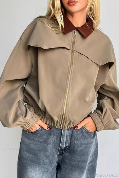 Chic Utility Casual Colorblock Jacket