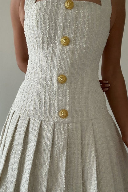 Christine Halterneck Tweed Mini Dress