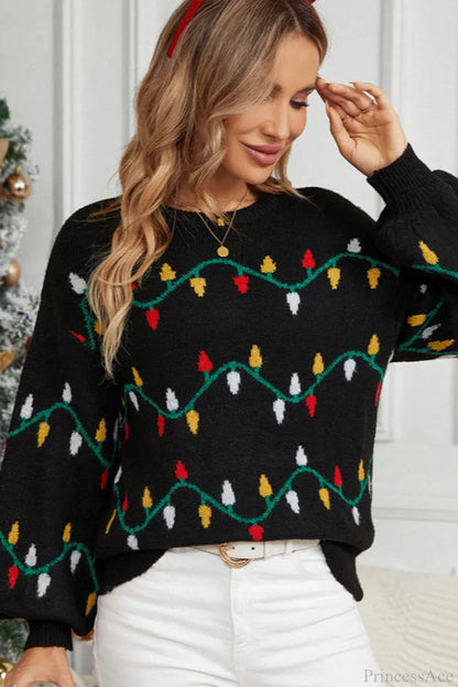 Christmas Light Sweet Loose Pullover Knit Sweater