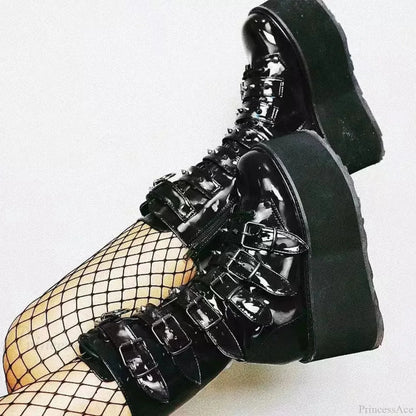 Chunky Heeled Knee High Motorcycle Gothic Boot