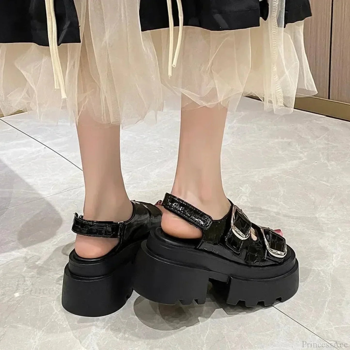 Chunky Sole Gothic Clasp Sandal