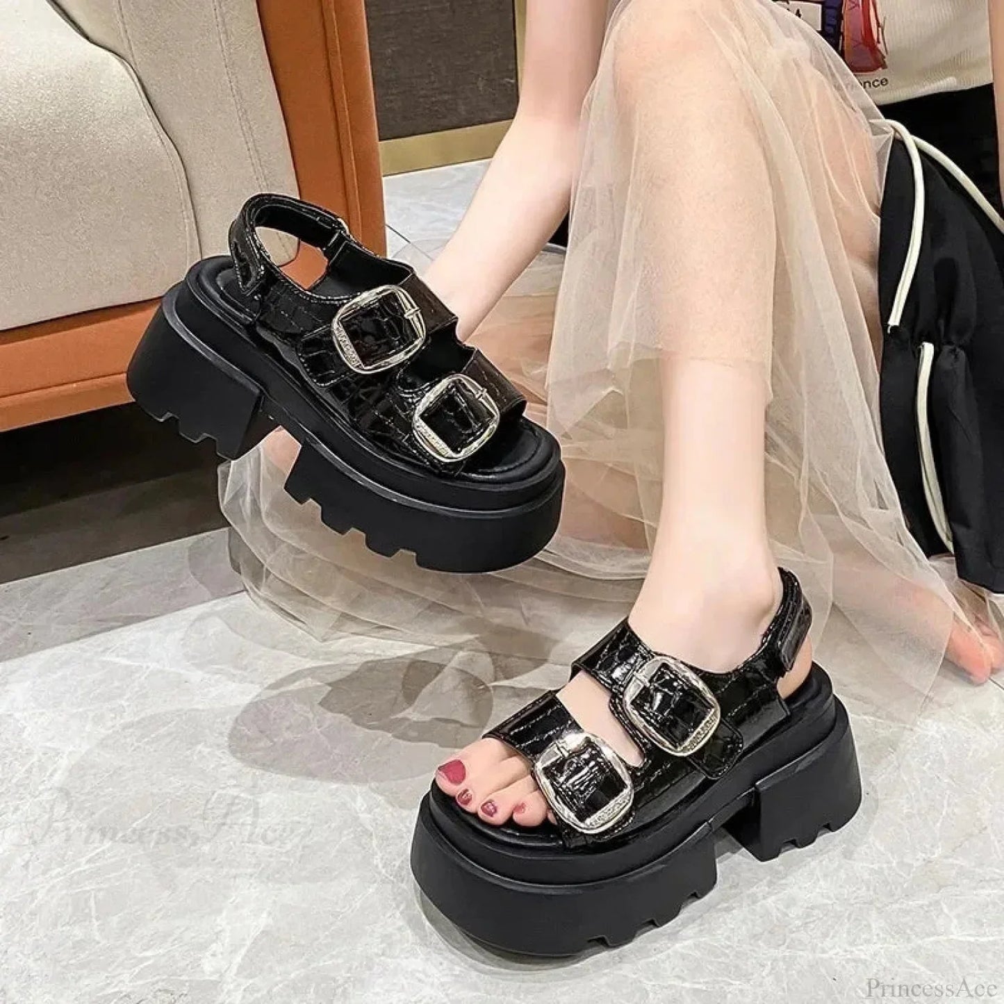 Chunky Sole Gothic Clasp Sandal
