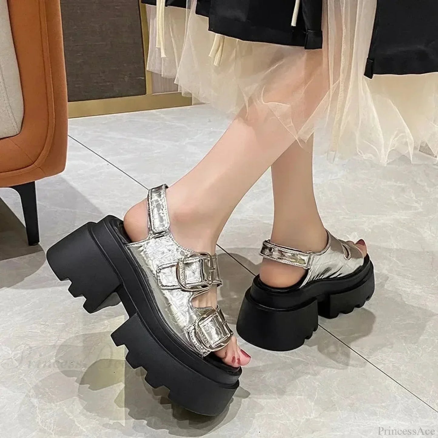 Chunky Sole Gothic Clasp Sandal