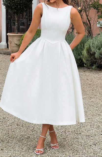 Alejandra Midi Dress-Ivory