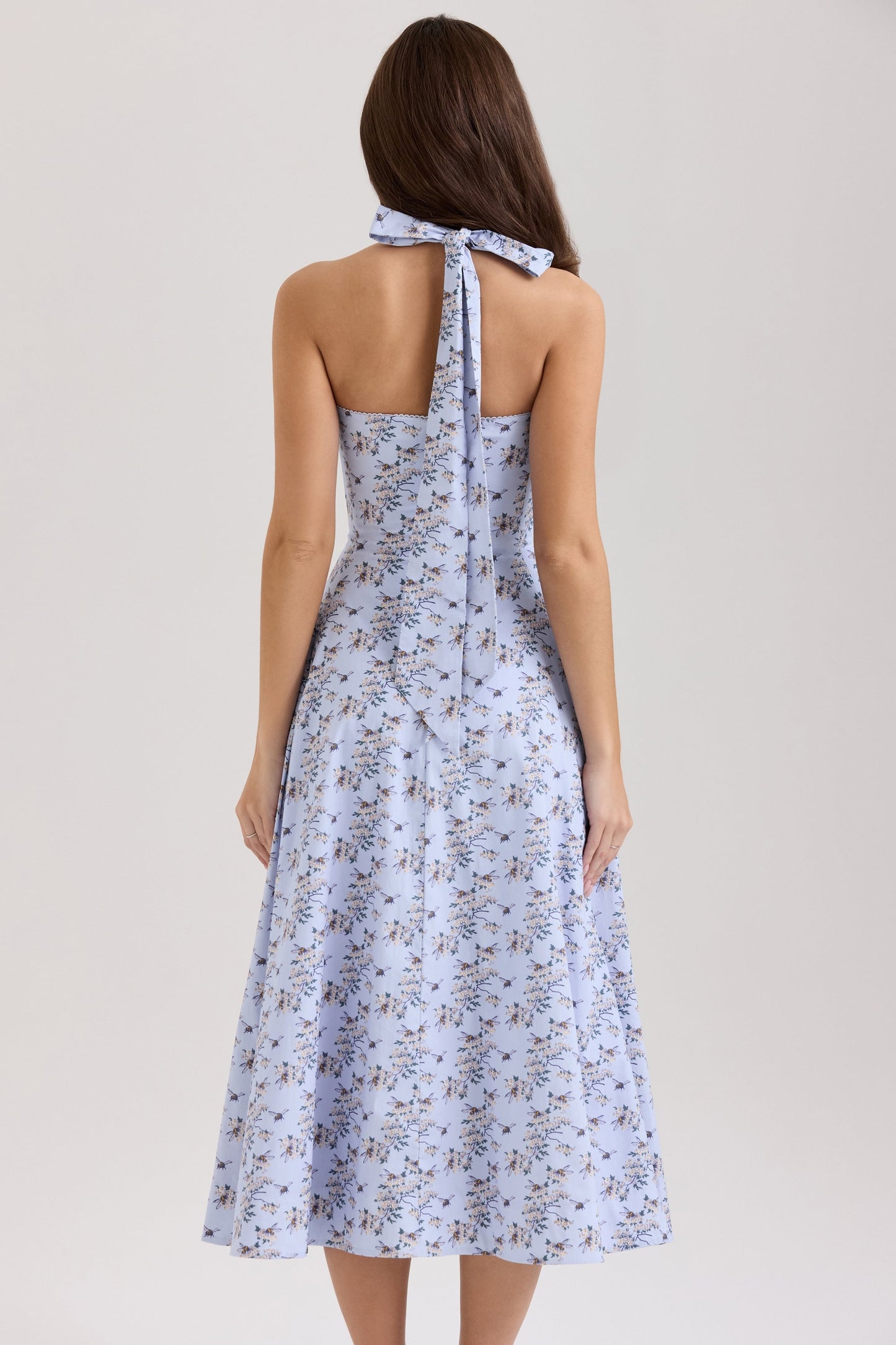 Floral - Strapless Halter Floral A-Line Dress