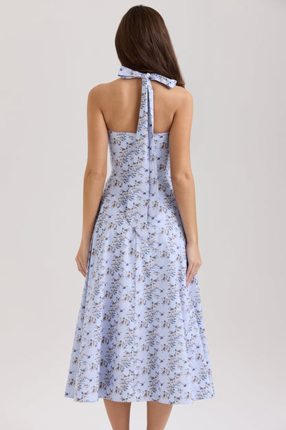 Floral - Strapless Halter Floral A-Line Dress