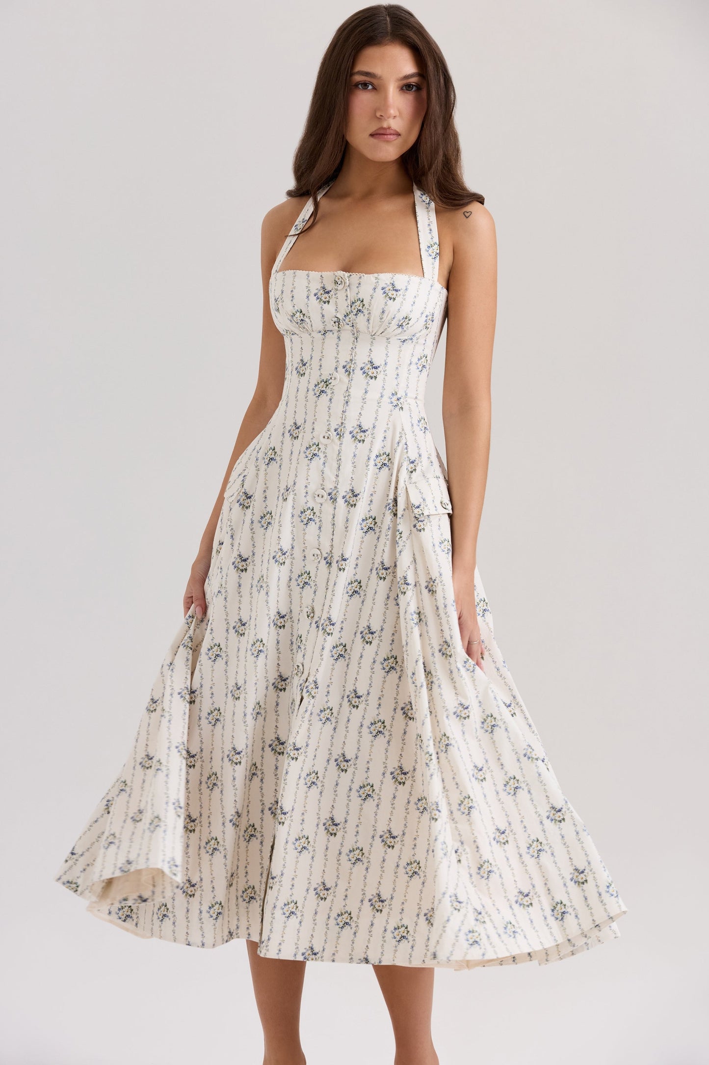 Beige - Elegant Halter Slim Fit Dress