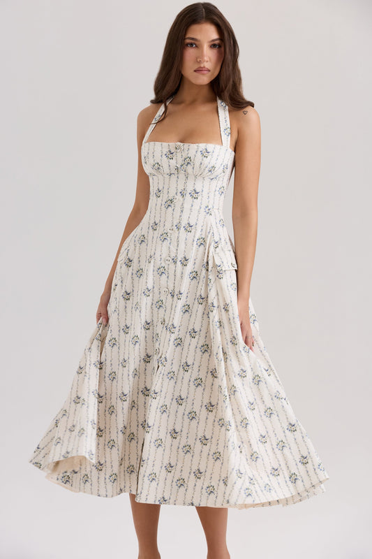 Beige - Elegant Halter Slim Fit Dress