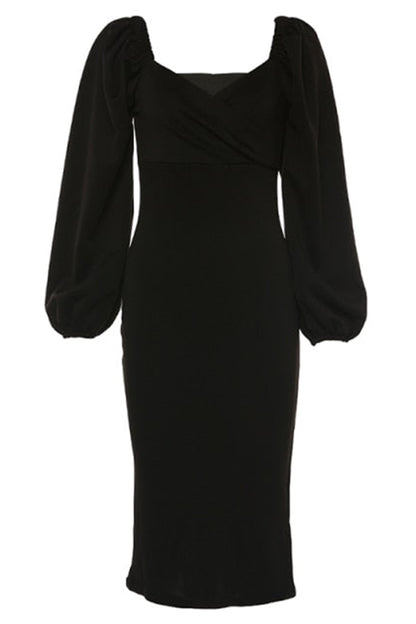 Lorraine Off Shoulder Puff Sleeves Midi Dress