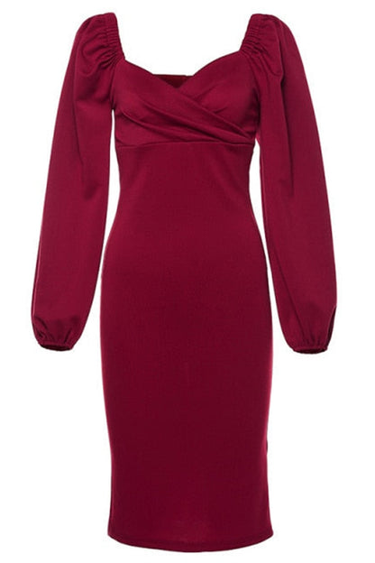 Lorraine Off Shoulder Puff Sleeves Midi Dress