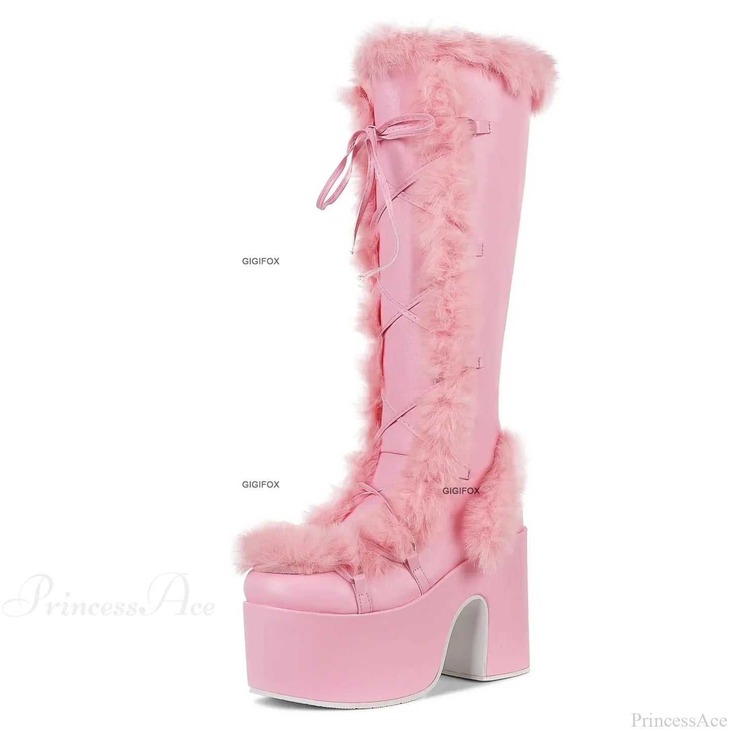 Cold Fur Bulky Heel Platform Gothic Boot