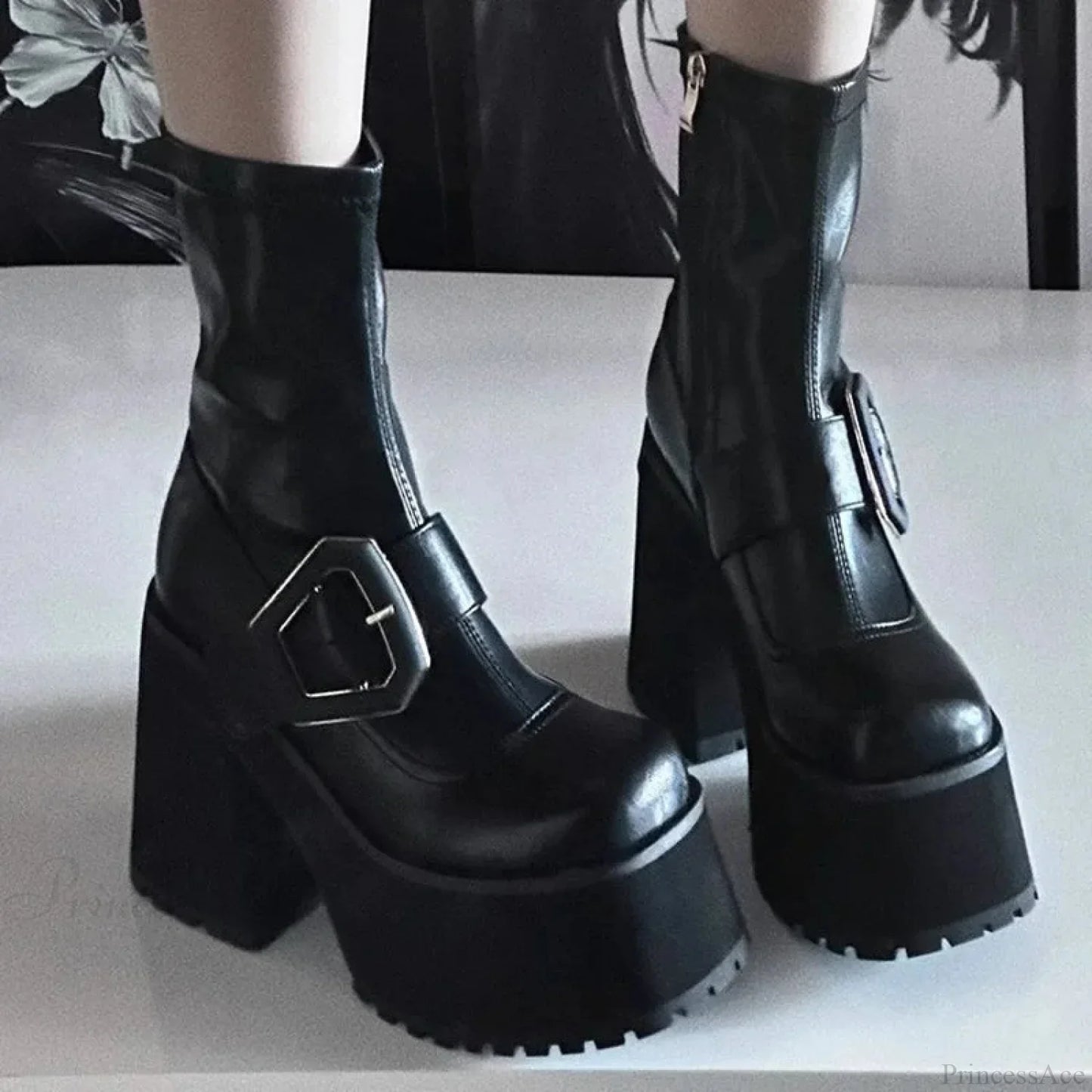 Cold Tall Heeled Dark Chelsea Shoe