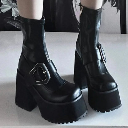 Cold Tall Heeled Dark Chelsea Shoe