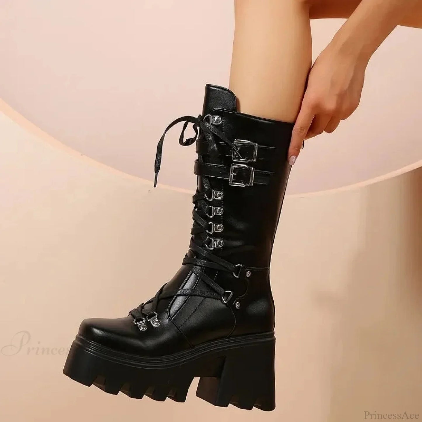 Cold Weather Style Mid Tube Platform Dark Boot
