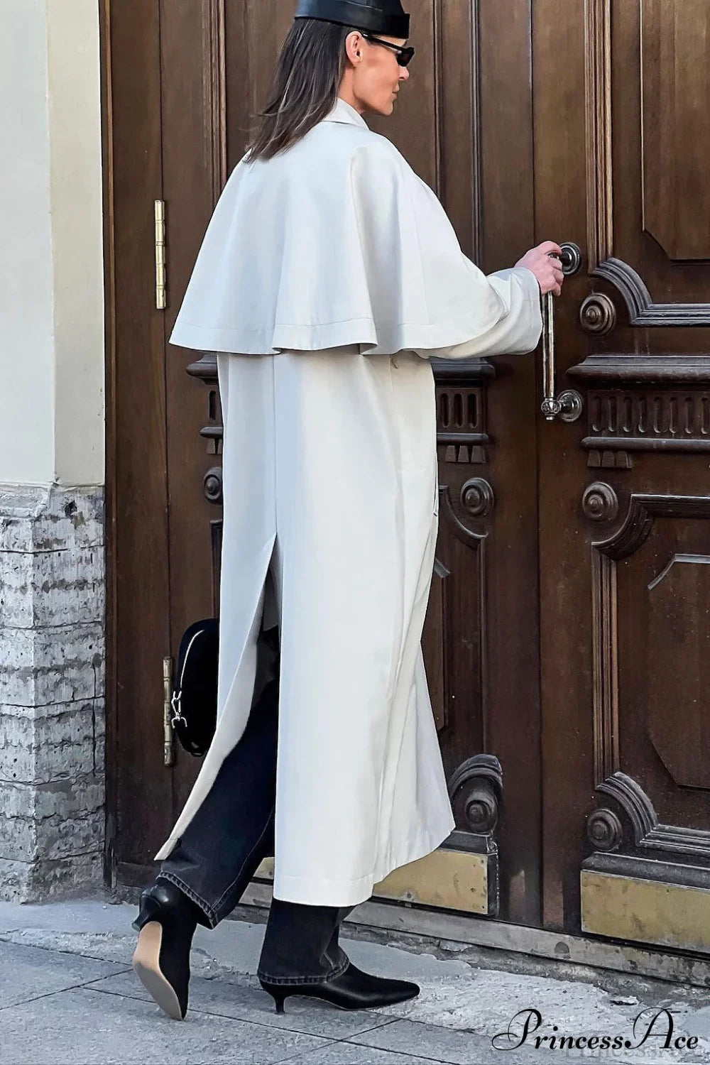 Collar Cape Slim Elegant Long Overcoat