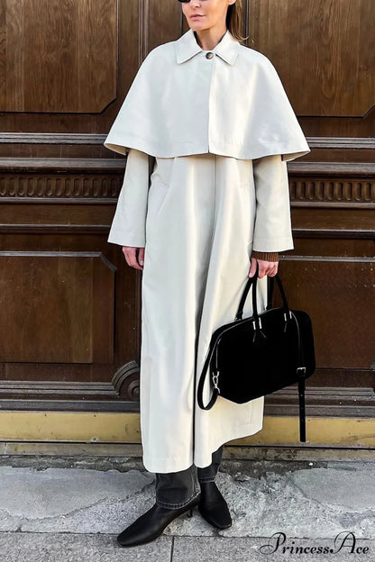 Collar Cape Slim Elegant Long Overcoat