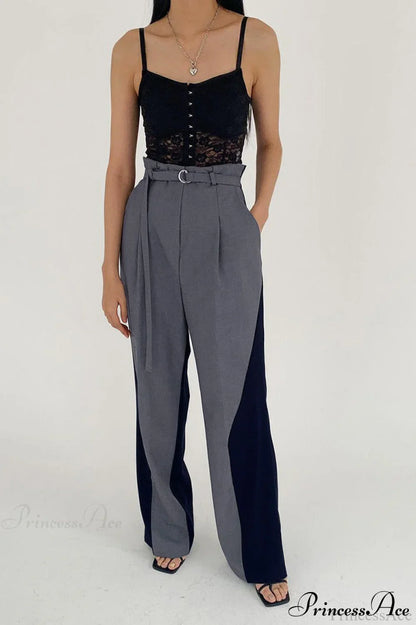 Color Block High Waisted Wide Leg Pants