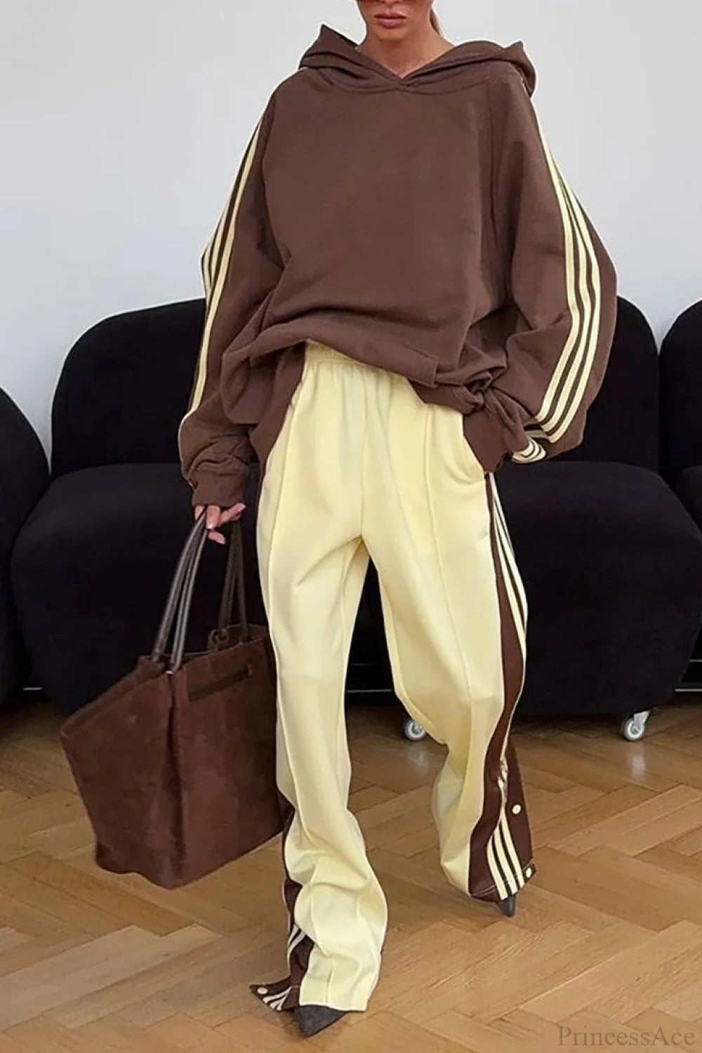 Color Block Hooded Oversized Comfy Hoodie Pants Two Piece Set
