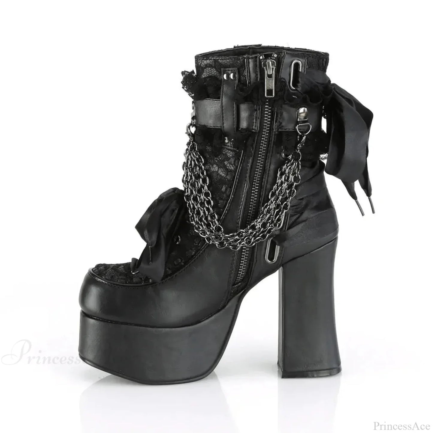 Connected Lacing Up Ribbon Gothic Tall Heel