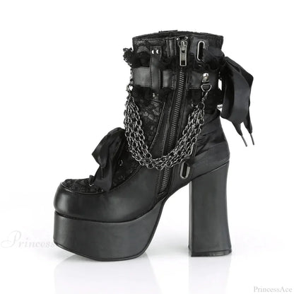 Connected Lacing Up Ribbon Gothic Tall Heel