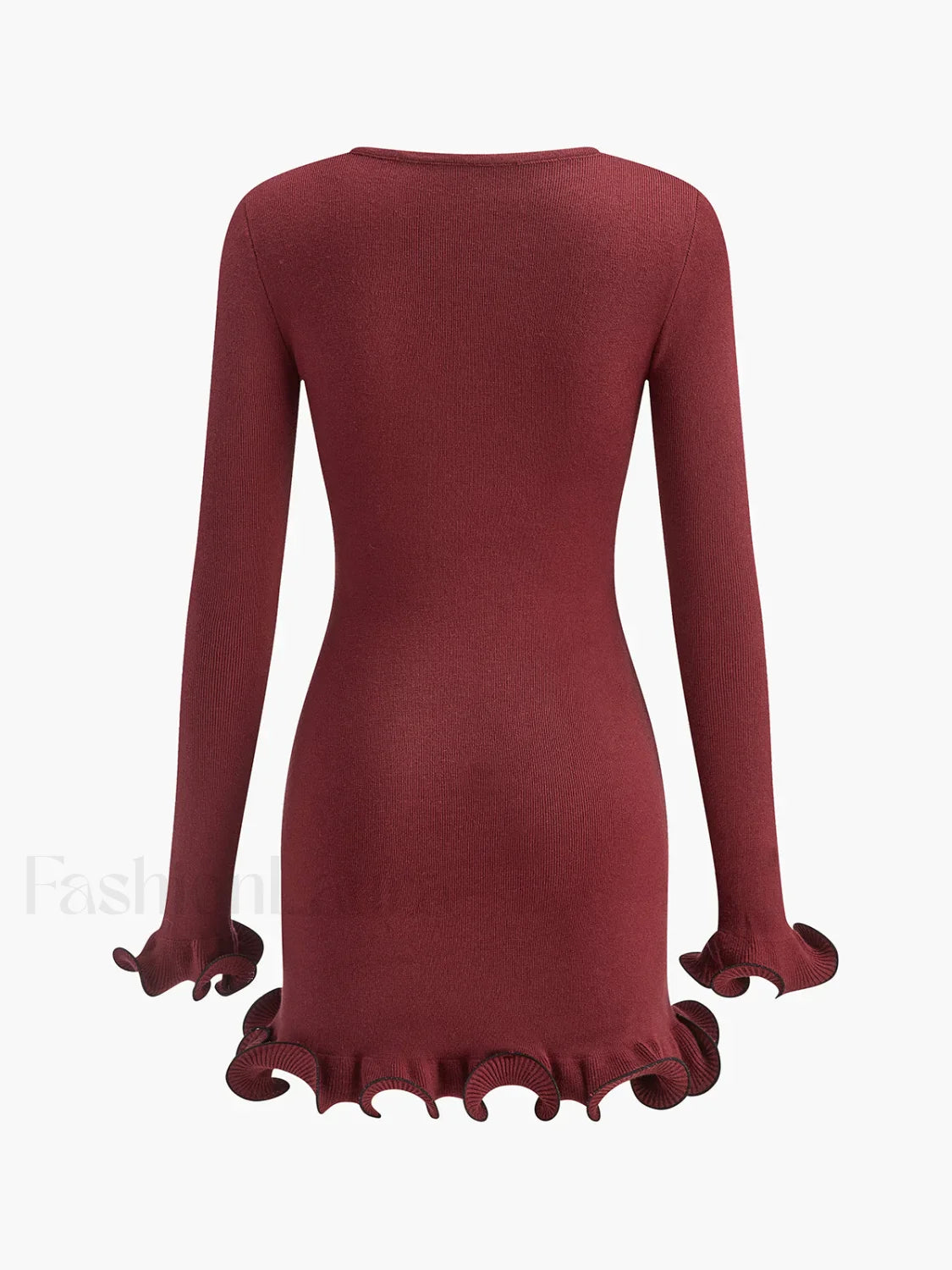 Contrast Ruffle Slim Dress