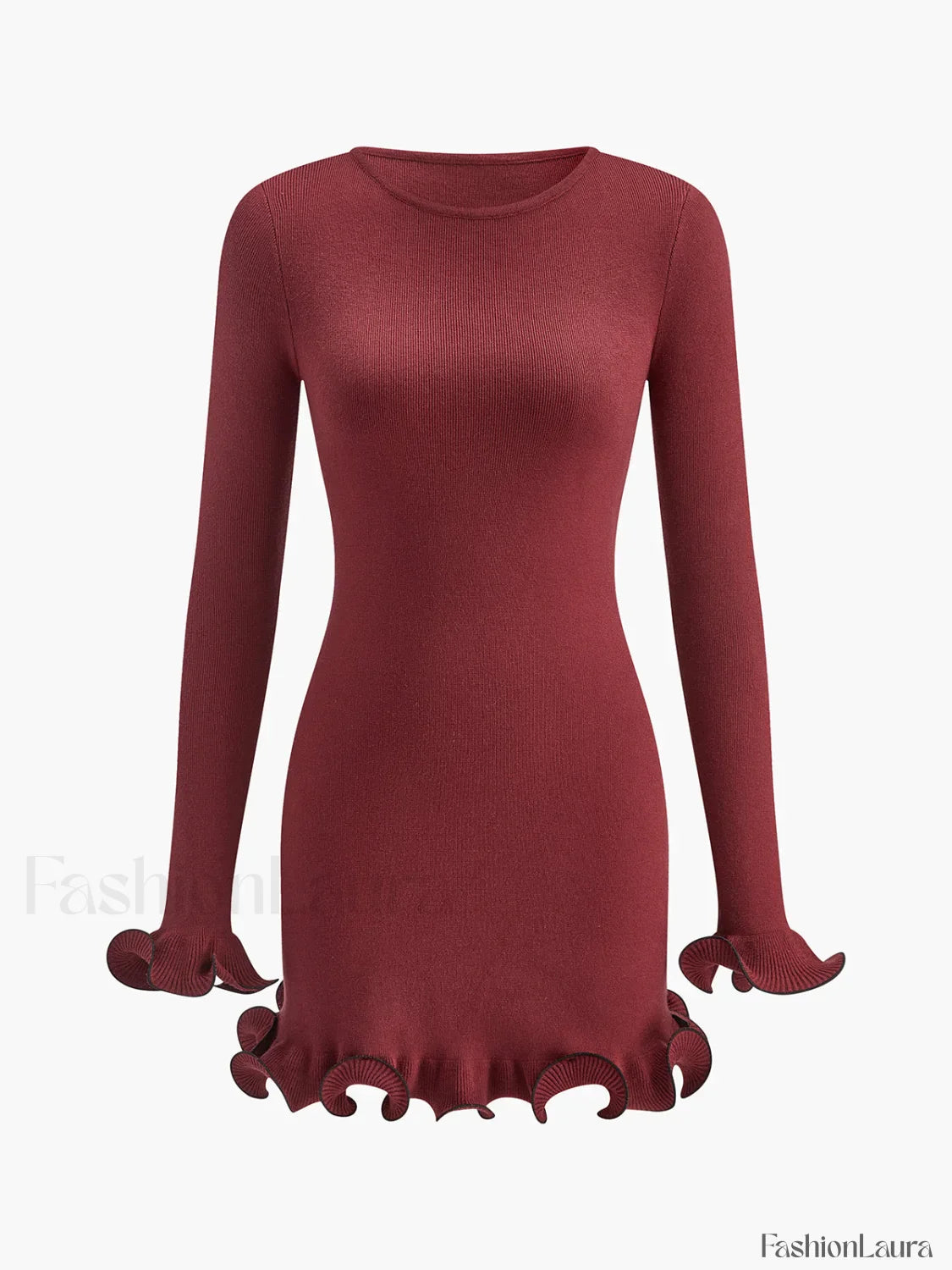 Contrast Ruffle Slim Dress