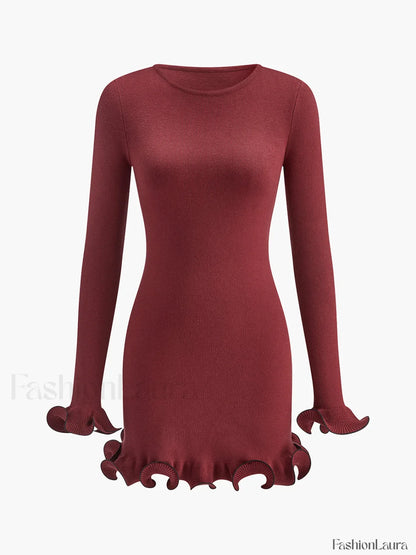Contrast Ruffle Slim Dress