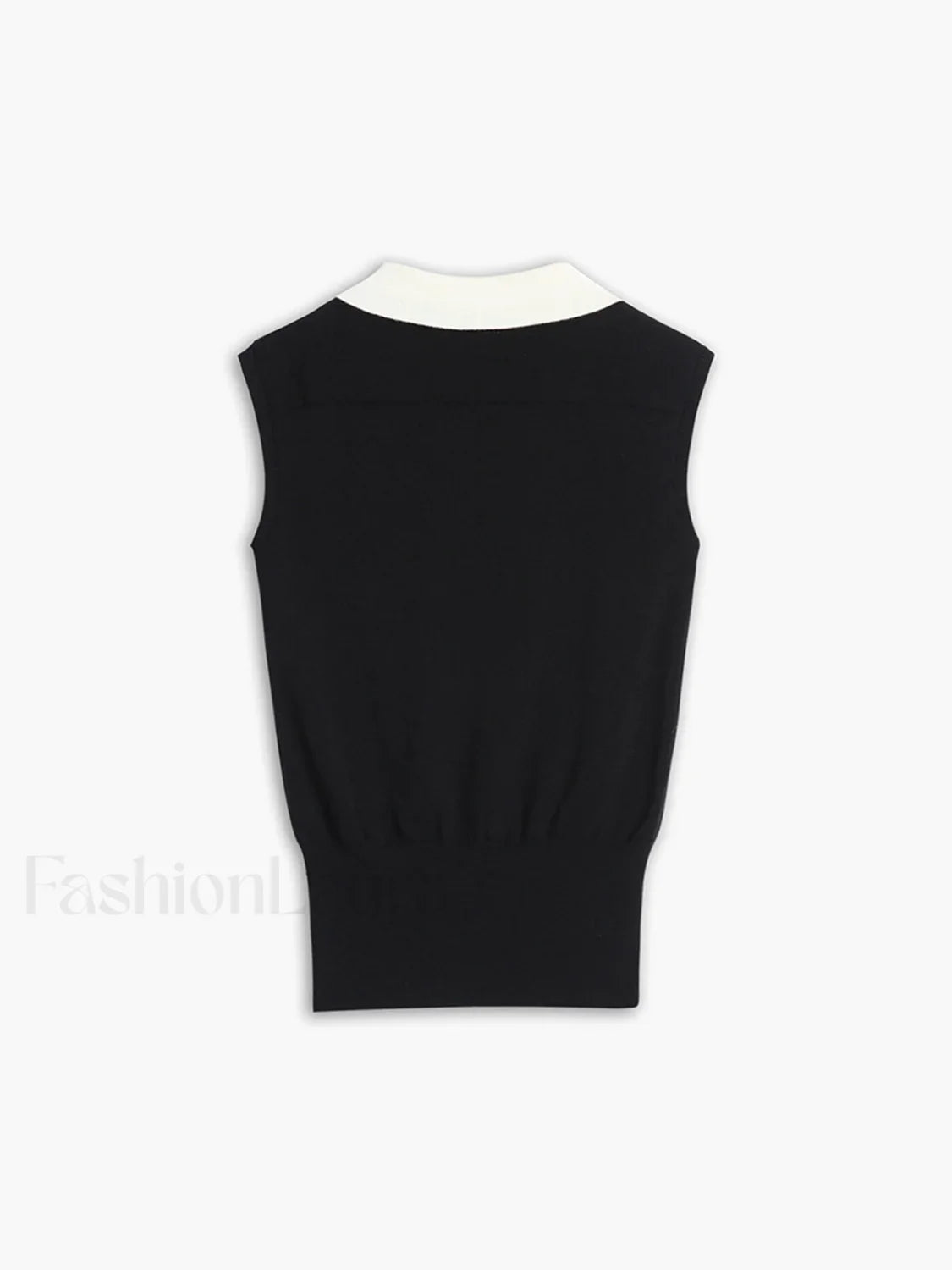 Contrast Trim Collar V-neck Knit Sweater Vest
