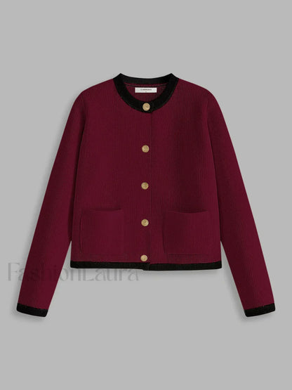 Contrast Trim Jersey Cardigan