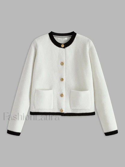 Contrast Trim Jersey Cardigan