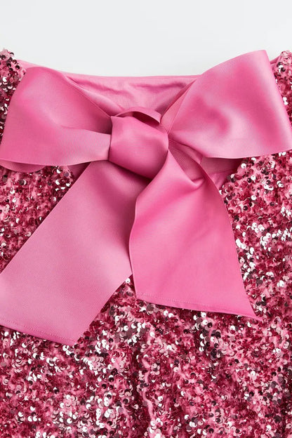 Coral Sequins Tie-back Mini Dress