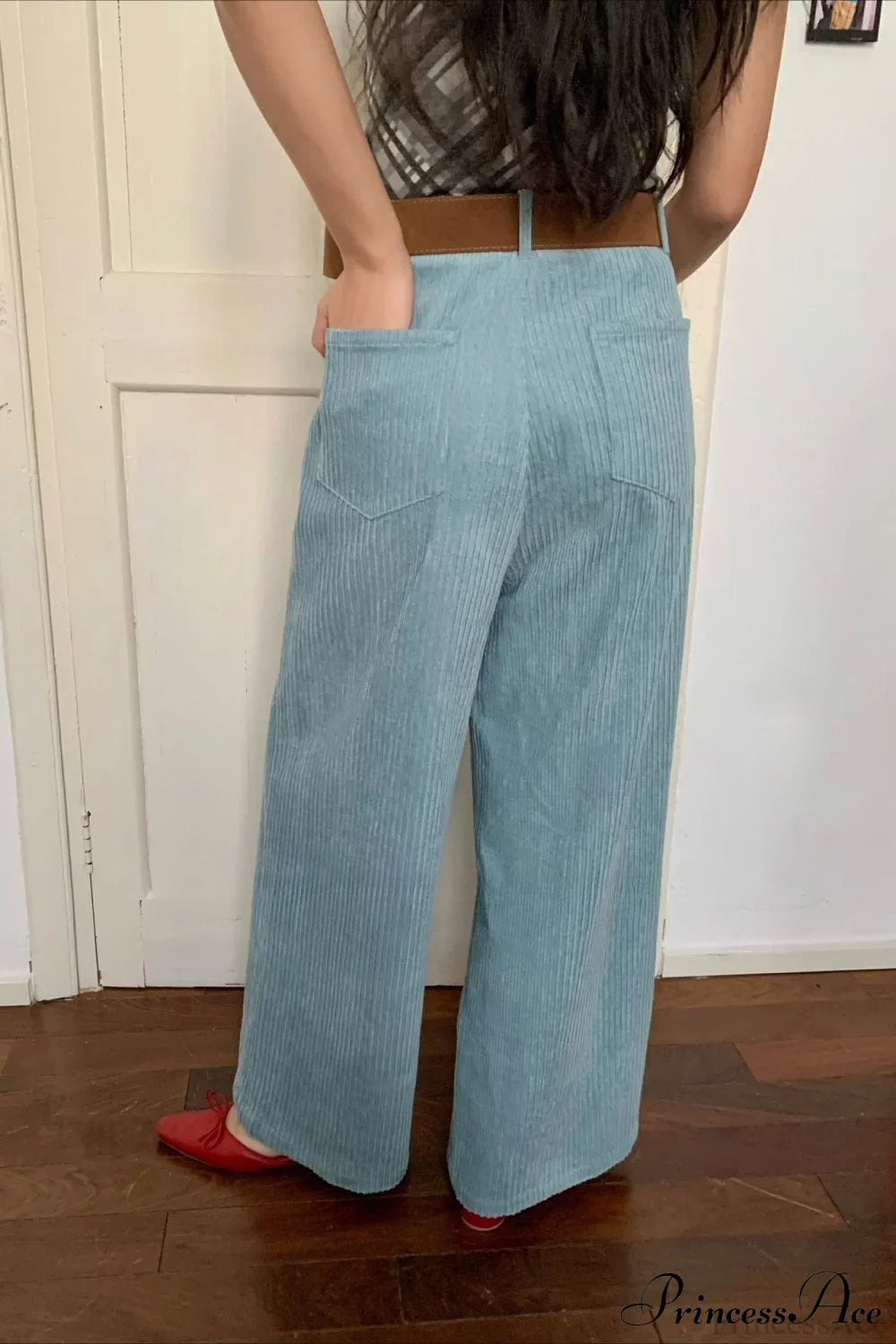 Corduroy High-Waist Wide-Leg Minimal Pants