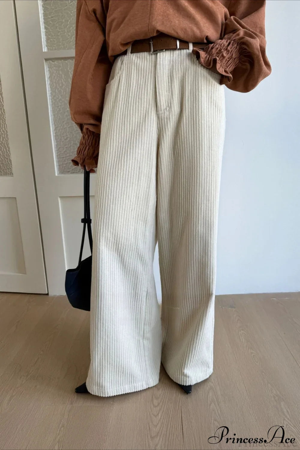 Corduroy High-Waist Wide-Leg Minimal Pants