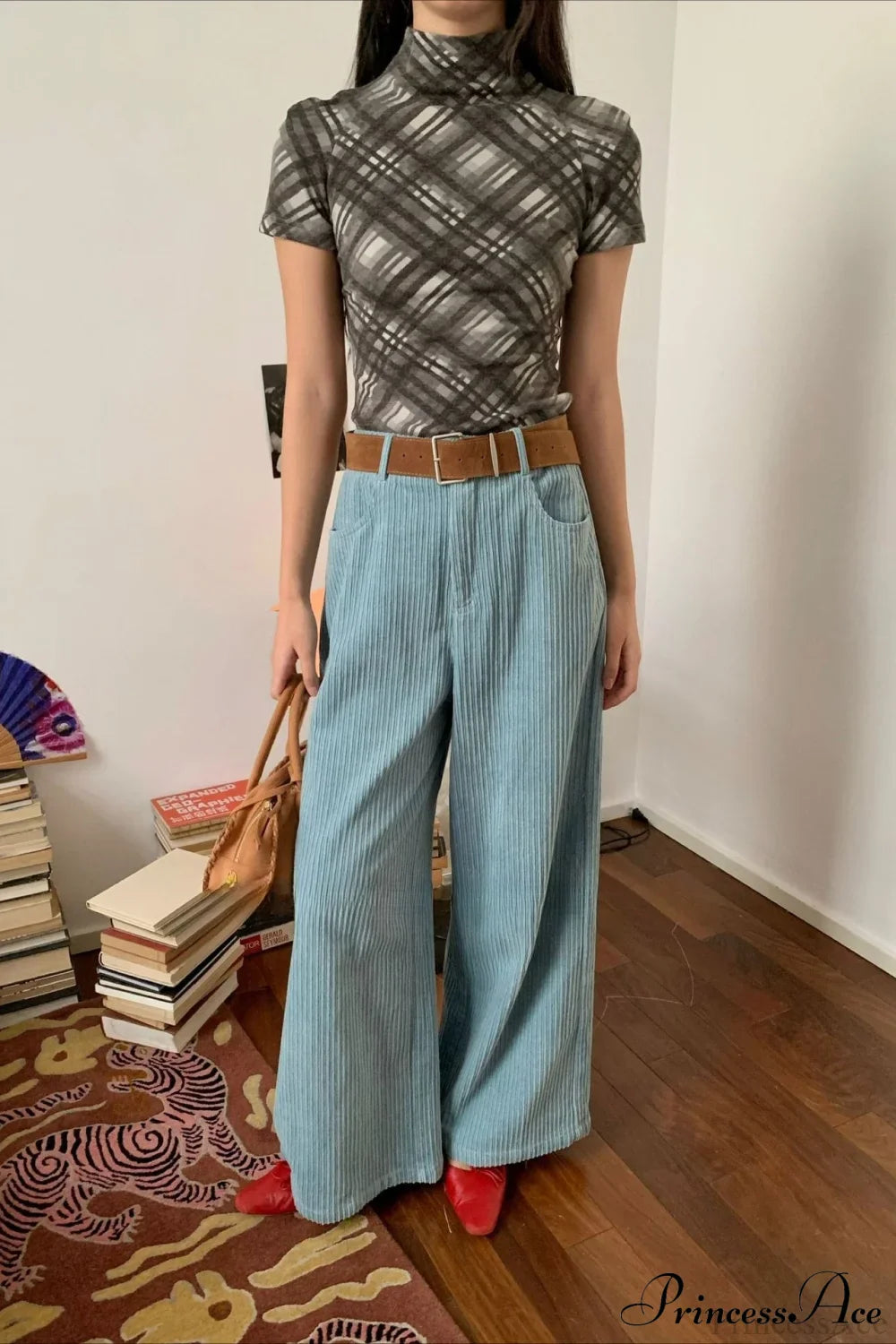 Corduroy High-Waist Wide-Leg Minimal Pants