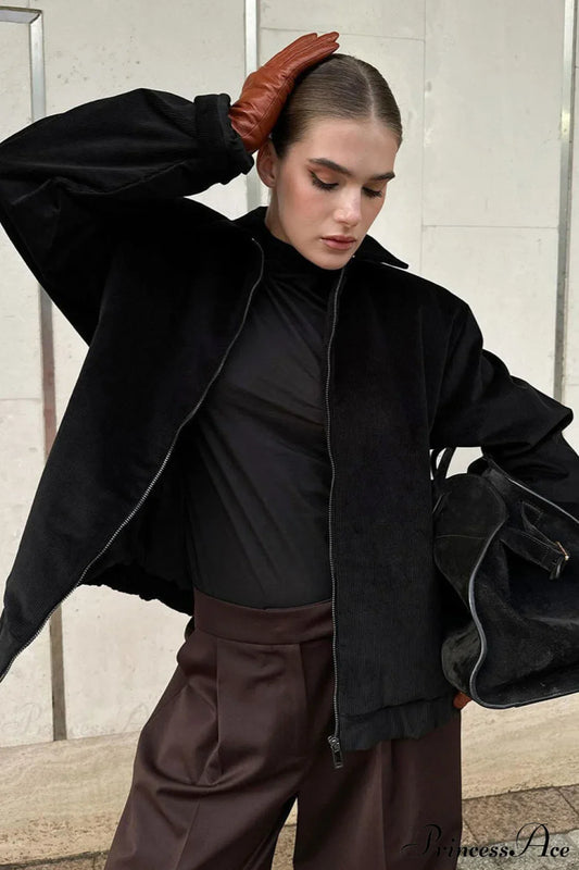 Corduroy Retro Collared Jacket Coat