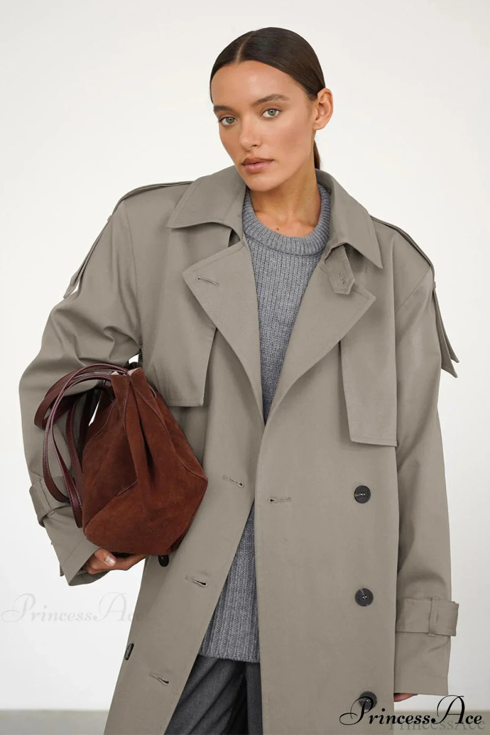 Cotton Belted Oversized Long Trench Overcoat